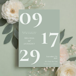 Save The Date Moderne minimaliste Mariage vert Sage