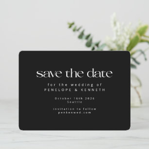Save The Date Moderne minimaliste Noir Blanc Chic Simple Mariage