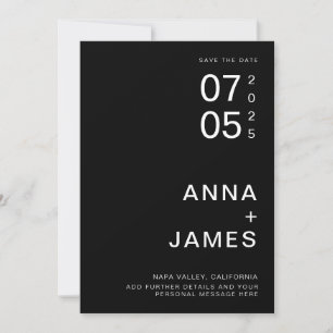 Save The Date Moderne minimaliste noir et blanc Mariage moderne