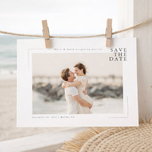 Save The Date Moderne Minimaliste Photo de Mariage Côtière Enreg