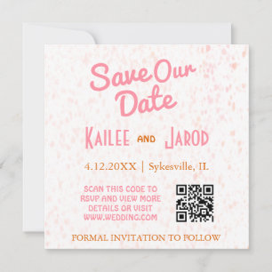 Save The Date Moderne minimaliste rose et orange