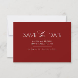 Save The Date Moderne Minimaliste Rouge Enregistrer La Date De M
