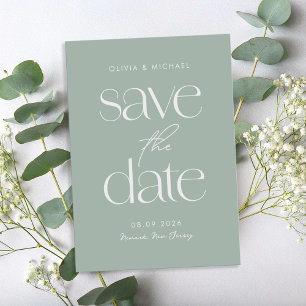 Save The Date Moderne minimaliste Sage Vert Mariage chic