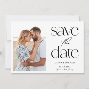 Save The Date Moderne minimaliste Simple Mariage photo chic