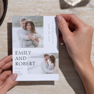 Save The Date Moderne Minimilast noir et blanc 2 Mariage photo