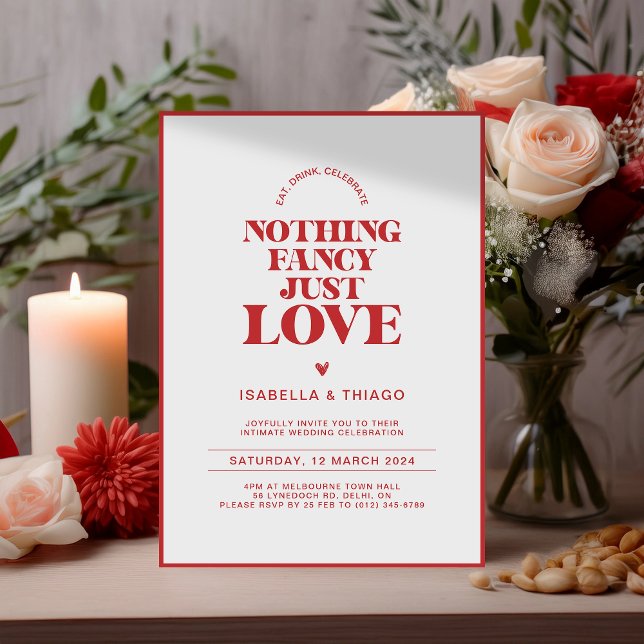 Save The Date Moderne monochrome Rouge Rien de fantaisiste, just (Créateur téléchargé)