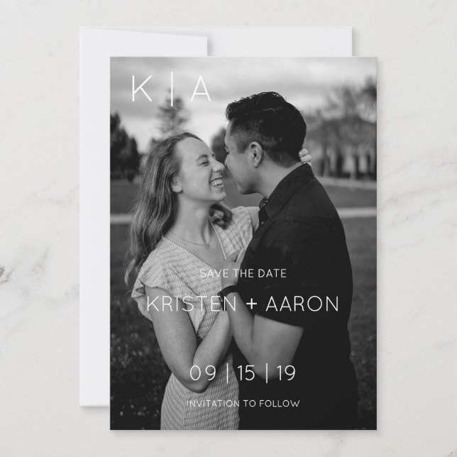 Save The Date Moderne Monogramme Date de Sauvegarde (Devant)