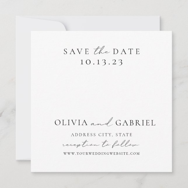 Save The Date Moderne noir blanc Typographie simple Mariage (Devant)