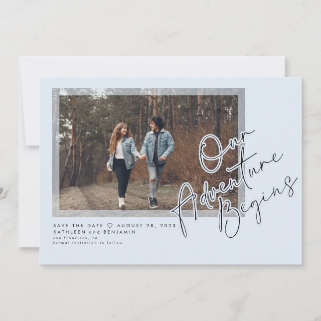 Save The Date Moderne Notre aventure commence Enregistrer la pho (Devant)