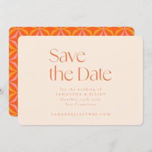 Save The Date Moderne Orange Retro Géométrique Simple Mariage