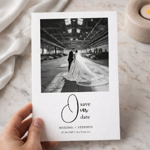 Save The Date Moderne Photo de Mariage Chic Éditoriale pour Sauv