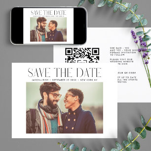 Save The Date MODERNE QR Code Moderne Simple Photo Bordure