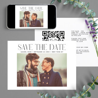 Save The Date MODERNE | QR Code Moderne Simple Photo Bordure