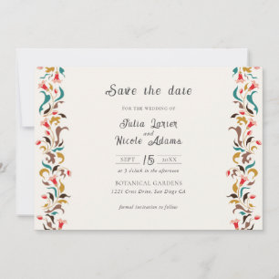 Save The Date Moderne Romantique Élégant Mariage de couronne flo