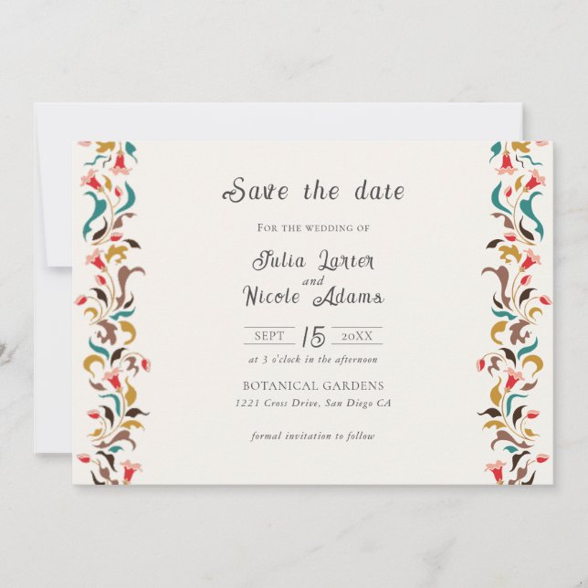 Save The Date Moderne Romantique Élégant Mariage de couronne flo (Devant)