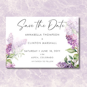 Save The Date Moderne romantique violet & Mariage Lilacs de tail