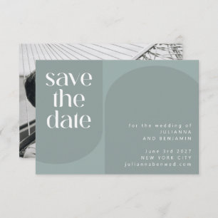 Save The Date Moderne Sage Turquoise Vert Géométrique Chic Maria