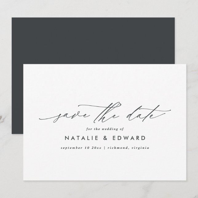 Save The Date Moderne script élégant typographie mariage (Devant / Derrière)