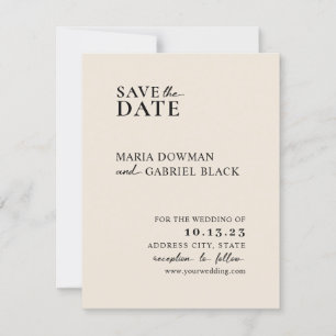 Save The Date Moderne simple beige Elégante typographie mariage