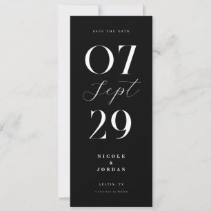 Save The Date Moderne Simple Chic Mariage noir et blanc