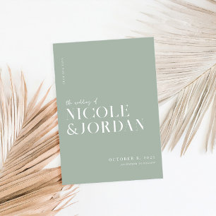 Save The Date Moderne Simple Chic Sage Mariage Vert