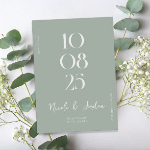 Save The Date Moderne Simple Chic Sage Mariage Vert