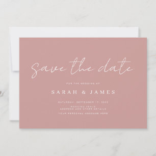 Save The Date Moderne simple Dusty Rose mariage Enregistrer la d