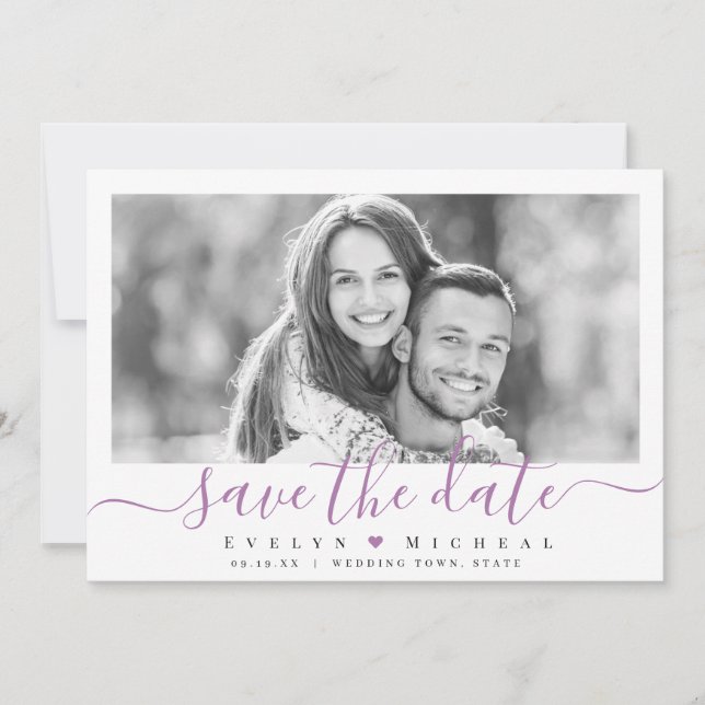 Save The Date Moderne simple élégant script photo enregistrer la (Devant)
