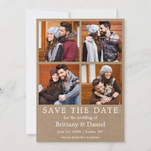 Save The Date Moderne Simple Enregistrer La Date 4 Photo Kraft C