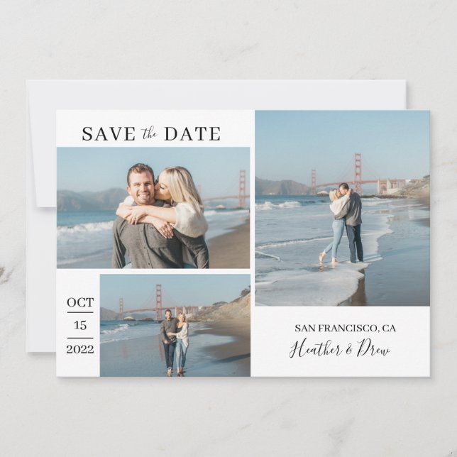 Save The Date Moderne Simple Mariage Noir Élégant Enregistrer La (Devant)
