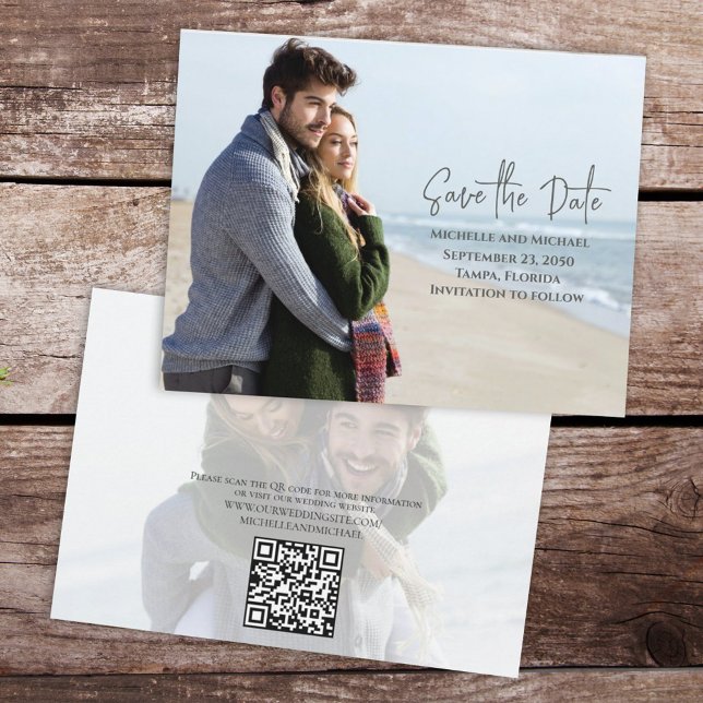 Save The Date Moderne simple Mariage photo tendance QR Code (Créateur téléchargé)