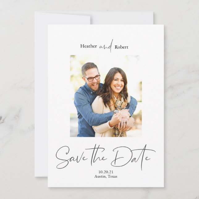 Save The Date Moderne Simple Photo Enregistrer la Date (Devant)