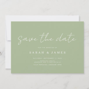 Save The Date Moderne Simple Sage Green Wedding Enregistrer la d