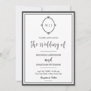 Save The Date Moderne Simple Script Monogramme Mariage photo