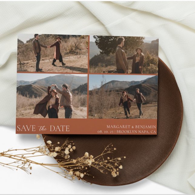 Save The Date Moderne Simple Terracotta 4 Mariage photo (Créateur téléchargé)