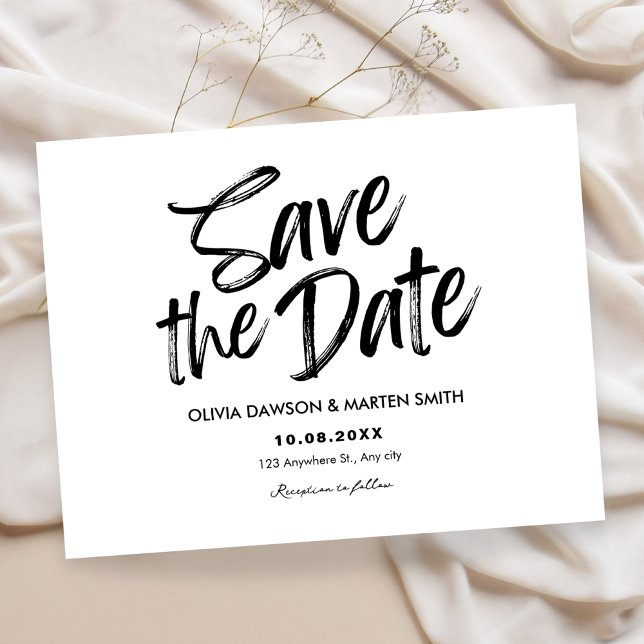 Save The Date Moderne simple Typographique noir et blanc  (Créateur téléchargé)