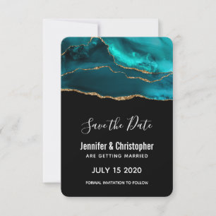 Save The Date Moderne Turquoise & Or Agate Pierre Conception abs