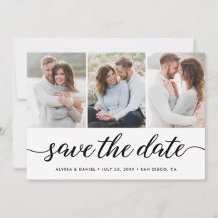 Save The Date Moderne Unique 3 Photos Mariage Script moderne