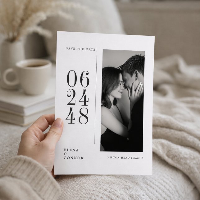 Save The Date Moderne Vertical Date Photo Editoriale de Mariage (Créateur téléchargé)