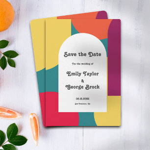 Save The Date Moderne Whimsical coloré Super Mariage Abstrait
