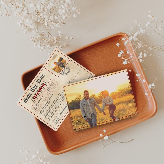 Save The Date Modifiable Rustique Photo de style ancien  (Créateur téléchargé)