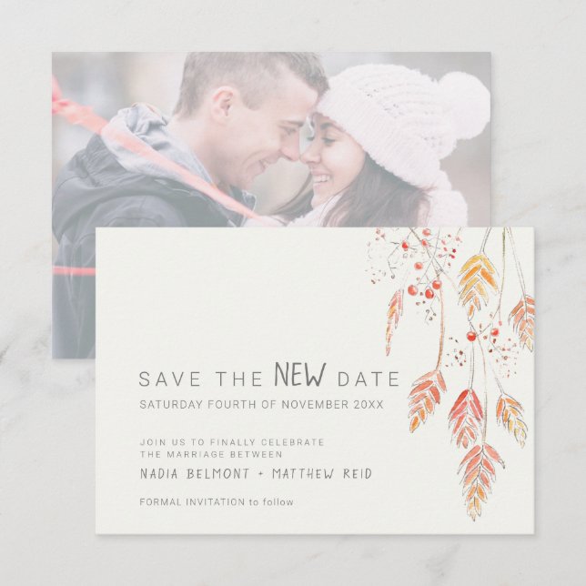 Save The Date modification de l'événement mariage enregistrer la (Devant / Derrière)
