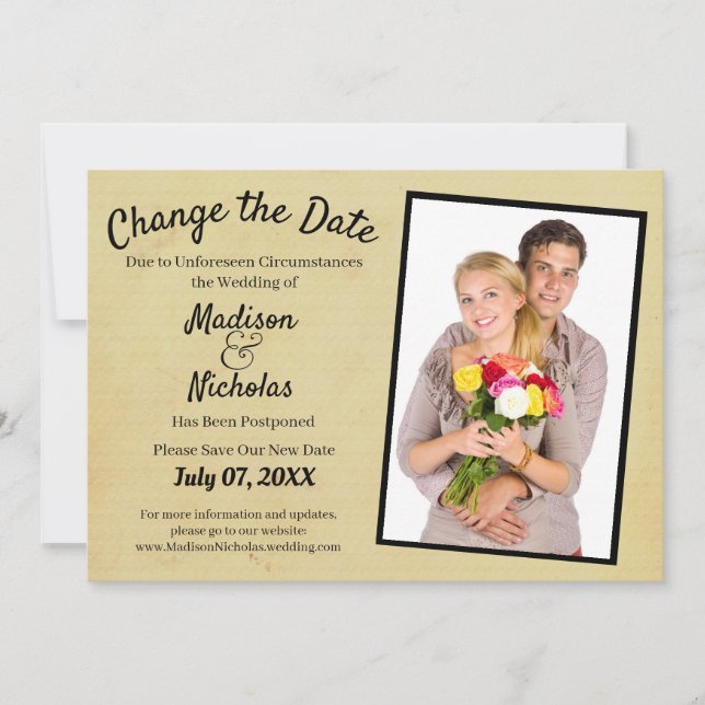 Save The Date Modifier la date Mariage photo Tan Parchemin Brown (Devant)