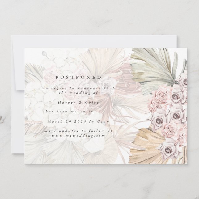 Save The Date Modifier La Date Photo Pampas Reportée La Date (Devant)