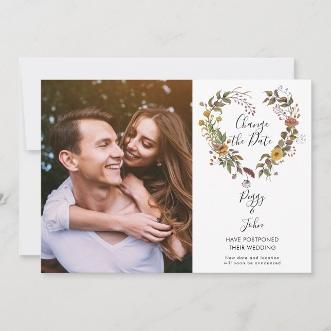 Save The Date Modifier la date reportée de la photo florale (Devant)