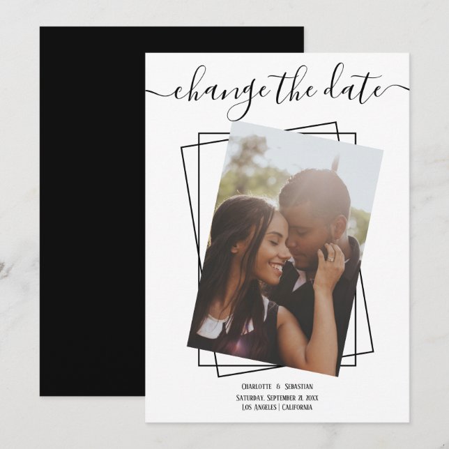 Save The Date Modifier La Date Typographie Photo Mariage Card (Devant / Derrière)