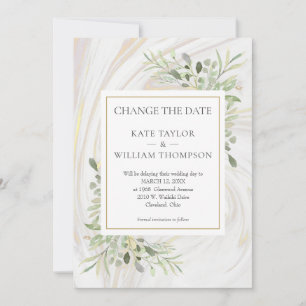 Save The Date Modifier la date Verdure Feuille marbre Swirl