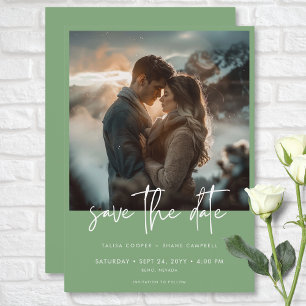 Save The Date Moins Dusty Sage Vert Mariage photo moderne