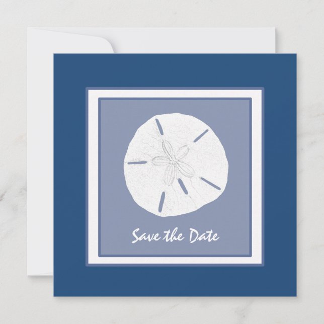 Save The Date Monaco Blue Sand Dollar Enregistrez la Date (Devant)