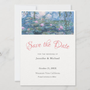 Save The Date Monet Waterllies Professional Minimalist Plain